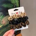 Set of 3 minimalist satin hair scrunchies in champagne, black and dark coffee colors - 3# Khaki/Black/Brown (Set of 3)