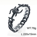 Bracelet chaîne ancre punk en acier inoxydable noir pour homme, 220mm, poids 78g - Style Forme Croix Noir (KB151758-JX) / 220x15mm