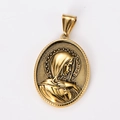 18k gold plated oval stainless steel pendant with Virgin Mary embossed portrait - Virgin Mary Carved Portrait Style (Style 6)
