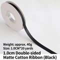 Black 1.0cm wide matte cotton ribbon roll for gift wrapping and floral bouquets - Double-sided Matte Cotton / 1.0cm Wide * 20 Yards / Black