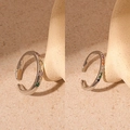Polished silver adjustable open rings with colorful zircon and star pattern inlays - Style 47 Silver (2-Piece Set Open Ring)