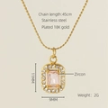 Detail of 18K gold plated stainless steel necklace with pink zircon pendant dimensions - Pink Zirconia