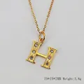 Collier avec pendentif lettre H plaqué or 18K et cristaux blancs sur chaîne fine - Lettre H