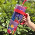 40oz stainless steel tumbler with red handle and tropical nemo fish pattern - 1250ml / Ocean Water Grass