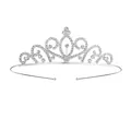 Serre-tête couronne argenté avec strass blancs et volutes élégantes pour filles - Couronne d'argent à anneau de vague en volute (No. 6)