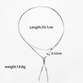 Minimalist silver stainless steel snake chain necklace with dimension and weight markers - Minimalist Flat Snake Chain (NK-221)