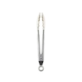 White silicone and stainless steel kitchen food tongs with hanging ring for cookware - Food Clip