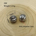 Macro detail of 12mm vintage silver spacer beads with fish pattern for DIY bracelets - 28# (Fishbone Texture)