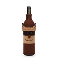 Housse de bouteille de vin cerf de Noël en tricot avec bois 3D pour décor de fête - Élan