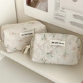Lot de trousses à maquillage matelassées crème avec motifs floraux et nœuds élégants - Sac Éléphant Octogonal