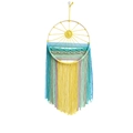 Attrape-rêves tissé main motif lever de soleil avec franges en coton coloré - 30x75cm / Multicolore Style B