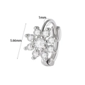 Silver flower huggie earrings with 5.66mm zirconia petals and 1mm wire thickness - #6 Eight-Petal Flower Style