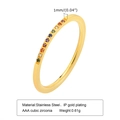 Slim gold stainless steel ring with colorful AAA cubic zirconia rainbow inlay - Gold Slim Rainbow Zirconia (R-562GH)