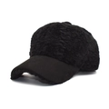 Detalle de gorra de béisbol negra de forro polar con visera de gamuza sintética - M (56-58cm) / Negro