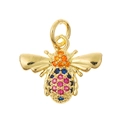 Golden bee pendant charm with colorful gemstones for DIY jewelry making and necklaces - Colorful Zircon Bee