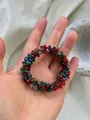 Élastique à cheveux en perles de cristal multicolores avec des gemmes facettées - Pièce Unique / Rouge Foncé