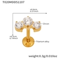 Titanium alloy labret stud with three sparkling zircons in a golden finish design - Gold Lip Stud (T020)