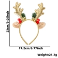 Golden sequin reindeer antler headband with festive bell and green pine needle accents - Gold Antler Bell Headband With Mushroom