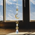 Celestial crystal suncatcher with golden stars and moon pendants for garden window decoration - Moon Star Planet Style