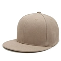 Gorra snapback caqui de visera plana en sarga de algodón con diseño de seis paneles - Ajustable / Caqui