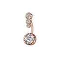Rose gold navel ring with sparkling cubic zirconia crystals on white background - Streamlined Four Drill Style (#5)