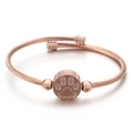 Roségouden spiraalarmband met ronde kattenpoot hanger en gepolijste metalen kralen - Pootafdruk Hanger Spiraal Gevlochten Stijl (KB114923-KFC) / Roségoud