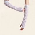 Elegante witte lange vingerloze kanten mouwen met ruches en een handige duimgat - Wit
