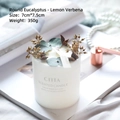 Lemon Verbena scented candle in green glass holder with eucalyptus and dried seeds - Eucalyptus - Lemon Verbena Scented Candle