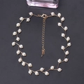 Vintage gold layered necklace featuring elegant white pearls and a classic lobster clasp - Gold Zigzag Pearl Style (23# Necklace)