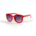 Kids round red sunglasses with purple gradient lenses and gold arrow detail - Red