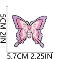 Detailed size view of a purple and pink butterfly embroidery patch with dimensions - Pink Purple Butterfly