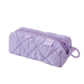 Quilted light purple high capacity pencil case with large zipper ring and waterproof fabric - Purple