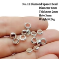 Detailed view of silver-plated diamond spacer beads for DIY jewelry making - 11# (Diameter 6mm/Rhombus)