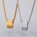 Minimalistische Edelstahl Zylinder Halsketten mit eingravierter Schrift in Gold und Silber - Mit Kette (55cmx3mm) / Gold