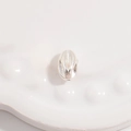 S925 sterling silver pumpkin-shaped striped bead for handmade DIY jewelry making - Small 3.5*6mm / Silver
