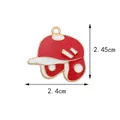 Red and white enamel baseball helmet charm with golden finish and 2.4cm width detail - Red Hat