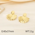 Vintage 18K gold fan shaped earrings with textured finish measuring 40x37mm and 11g - Style C Pleated Fan Style (KE115695-GC)