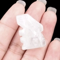 Mini hand-held natural white crystal rabbit figurine with hand-carved animal details - White Crystal