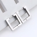 Minimalist silver square geometric hoop earrings in polished stainless steel finish - Square 14mm Steel Color