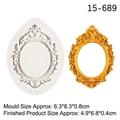 Baroque oval photo frame silicone mold with vintage floral relief for cake fondant - 15-689 Grey
