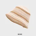 Bob en tricot à rayures beiges et ivoire pliable pour un look d'hiver chaud - M (54-58cm) / Beige