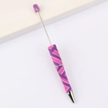 Pink and purple striped beadable DIY pen with silver metal components on white background - 13# Pattern (Pink Purple Twill)