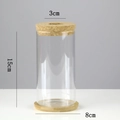 Hydroponic glass vase with cork lid and bamboo base, 15cm height transparent terrarium - Cylinder (8*15cm) with Bamboo Mat