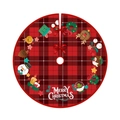 Jupe de sapin de Noël à carreaux rouges avec motifs festifs de rennes et bonhommes - Style de Cadeau de Noël Plaid Rouge Buffalo (10)