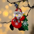 Muñeco de nieve de peluche para árbol de Navidad con abrigo rojo y pino de lentejuelas - Muñeco de Nieve Abrazando Árbol