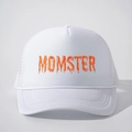 Cappellino trucker bianco con ricamo MOMSTER arancione e retro in rete traspirante - Taglia unica / Bianco Logo Arancione