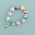 Colorful candy-colored cat paw bead keychain with pearlescent finish and metal clasp - Multicolor Gradient Paw Style (B345-6)