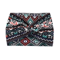 Bohemian 18cm wide knotted headband with geometric ethnic print in red and blue - Lake Blue Geometric