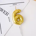 Golden number 6 birthday cake candle with glossy metallic finish and 4.4cm height - Golden Number 6
