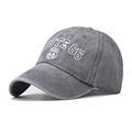 Ricamo dettagliato Route 66 su cappellino in cotone grigio scuro con effetto lavato - Regolabile / Grigio